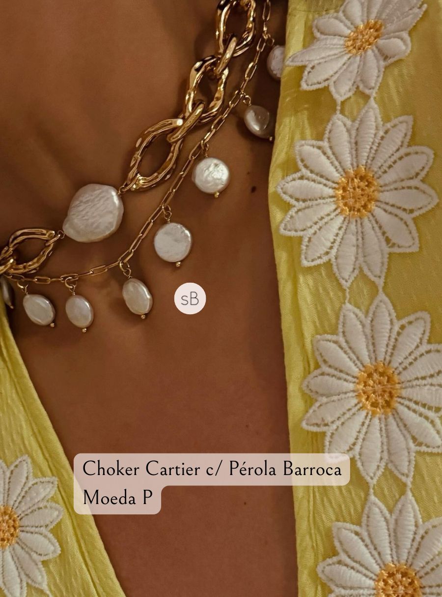 Mix Colares (Choker Cartier c/ Pérola Barroca Moeda P)