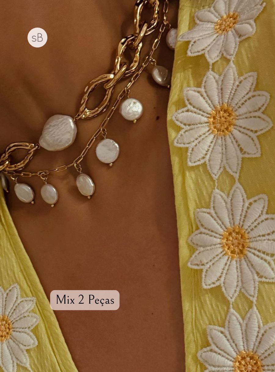 Mix Colares (Choker Cartier c/ Pérola Barroca Moeda P)