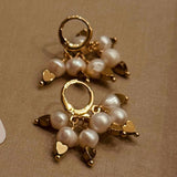 Brinco Cacho de Pérolas com Hematitas