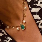 Colar Cartier com Gota Pedraria Zircônia com Pérola Barroca e Cristal