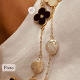 Pulseira Trevo com Ponto de Luz e Pérola Barroca Moeda