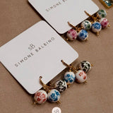 Brinco Esfera Porcelana Flores