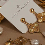 Colar Corrente Fininha e Trevo com Ponto de Luz e Pérola Barroca Moeda