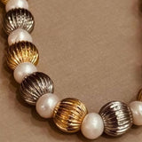 Gargantilha Pérolas Barrocas com Esferas Riscadas Mix Banhos