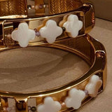 Bracelete com Trevo Madrepérola e Micro Zircônias