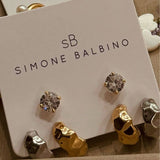 Trio de Brincos Argolas Orgânicas Mix de Banhos e Ponto de Luz -  3 Pares