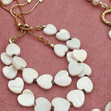 Pulseira Coração Madrepérola e Pedra Natural