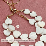 Pulseira Coração Madrepérola e Pedra Natural