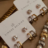 Trio Brincos Argolinhas Geométricas e Ponto de Luz Coração Mix Banhos