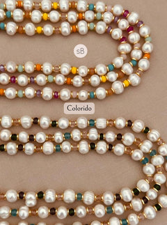 Gargantilha Pérola Barroca com Cristais Coloridos