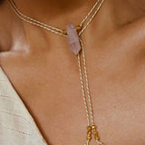 Colar Cordão com Pedraria Natural