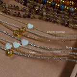 Gargantilha Microzirconias e Coração Madrepérola