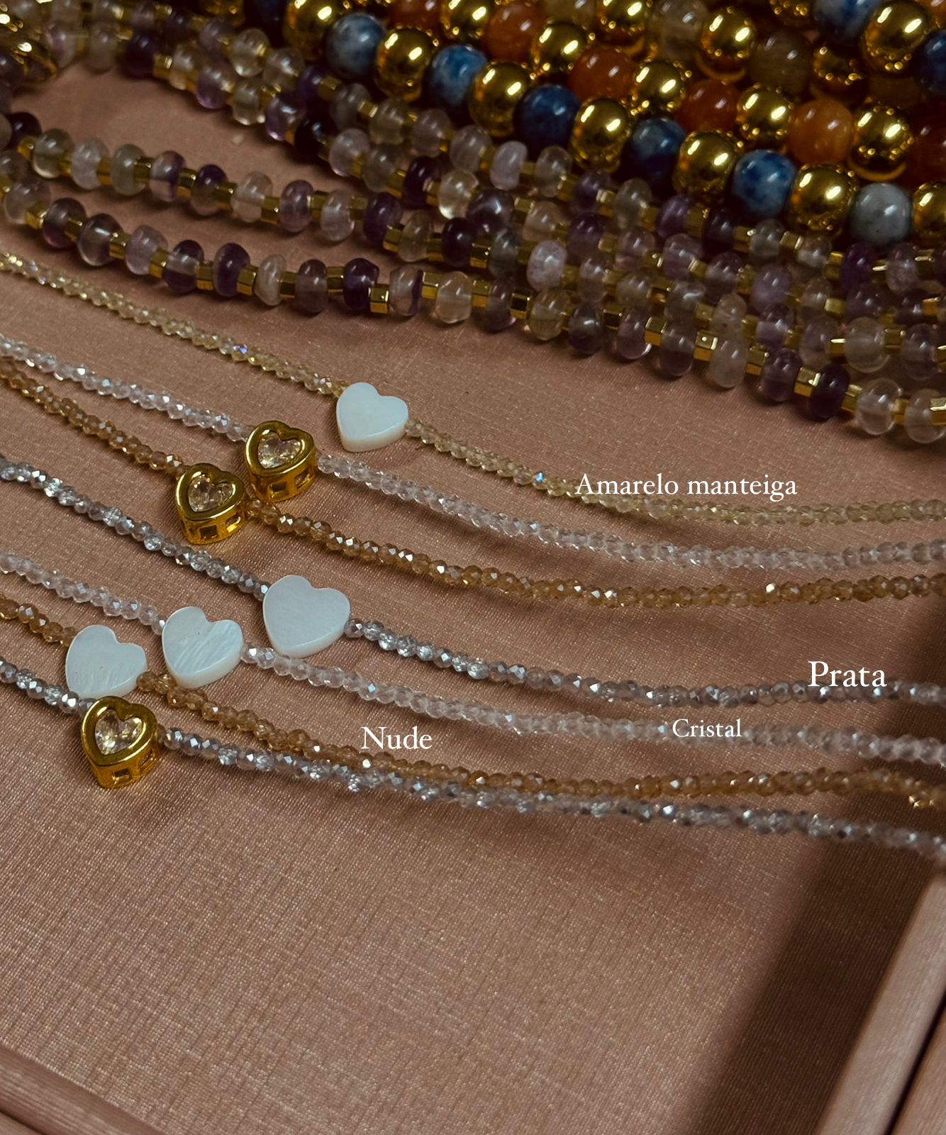 Gargantilha Microzirconias e Coração Madrepérola